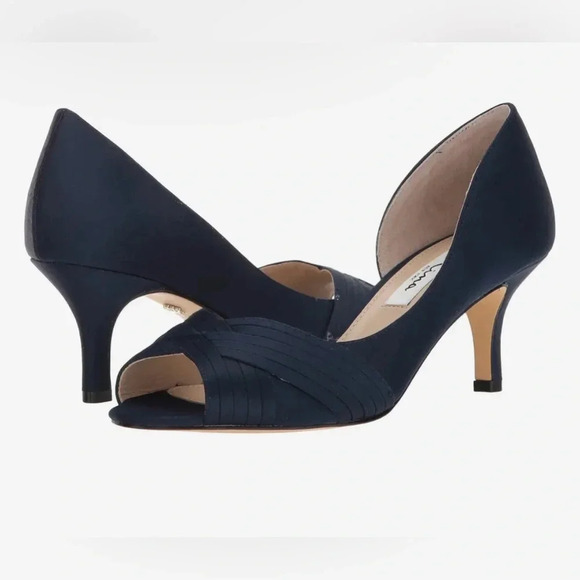 Nina Contesa Heels | New Navy Luster Satin | 8 - Picture 2 of 8